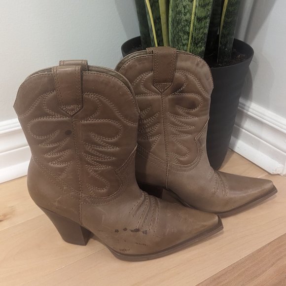 Vintage Ankle Cowboy Boots REAL UPPER LEATHER Made in Brazil Le Château Size 7 - Picture 6 of 8